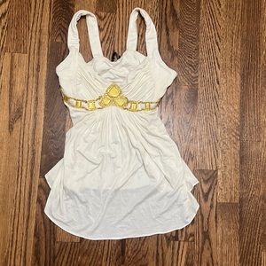 Women’s Sky jewelry tank top white with yellow